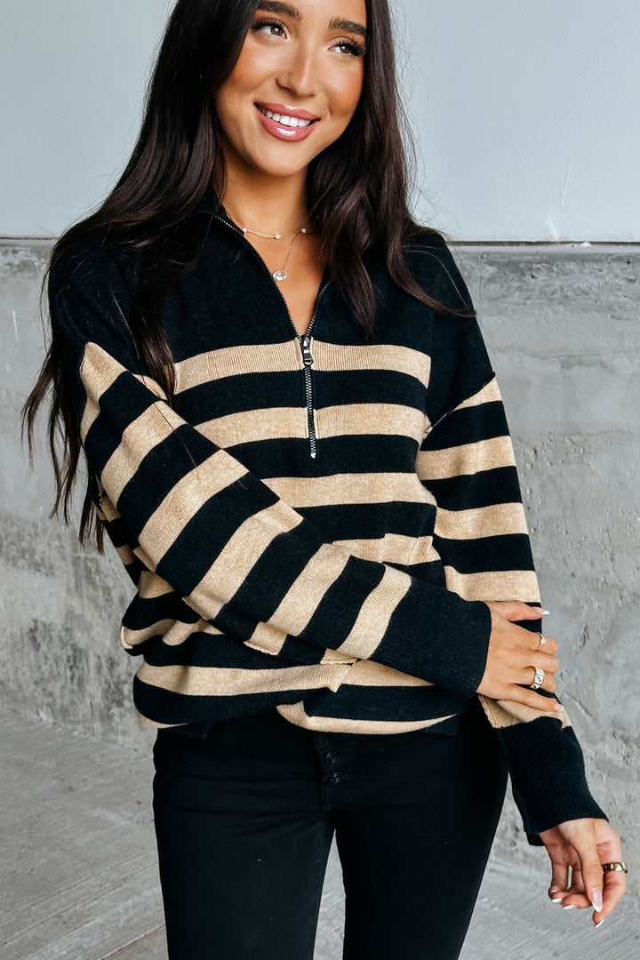 Martha Striped Sweater - Black