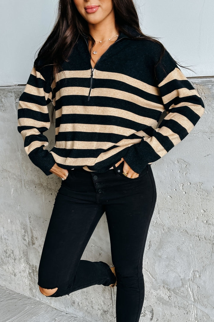 Martha Striped Sweater - Black