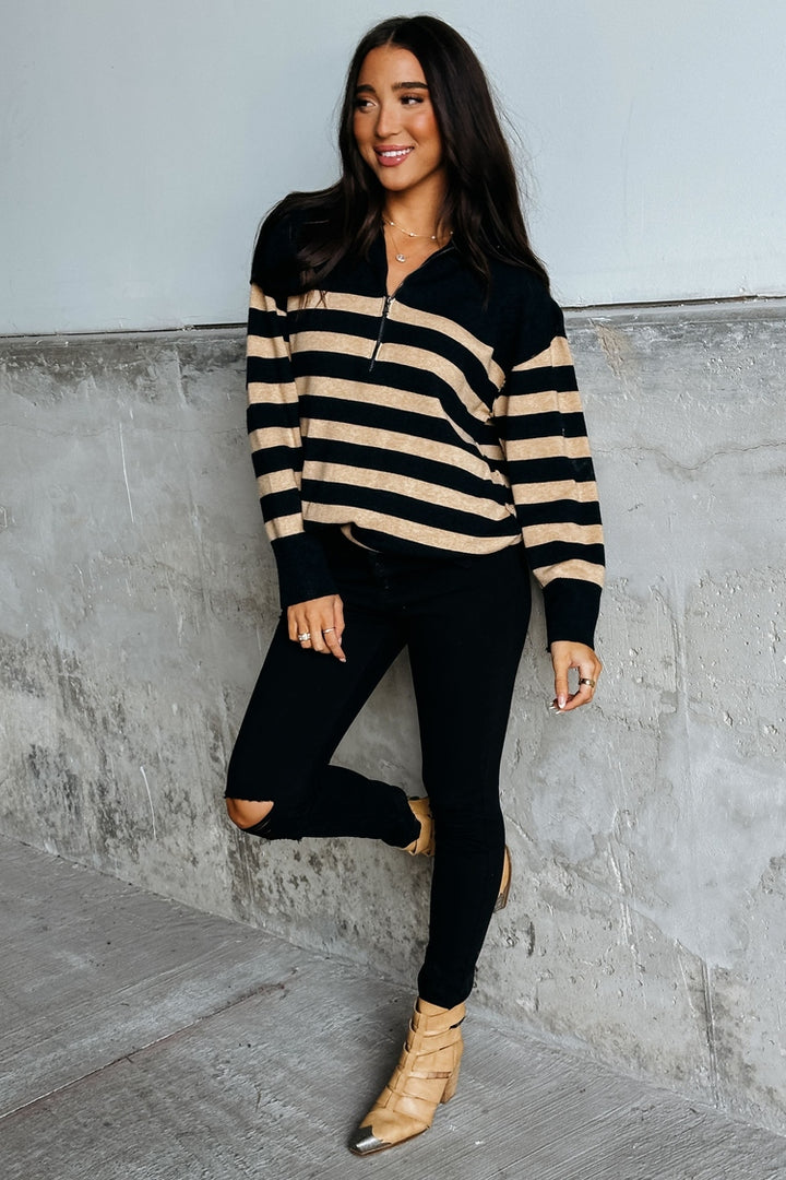 Martha Striped Sweater - Black