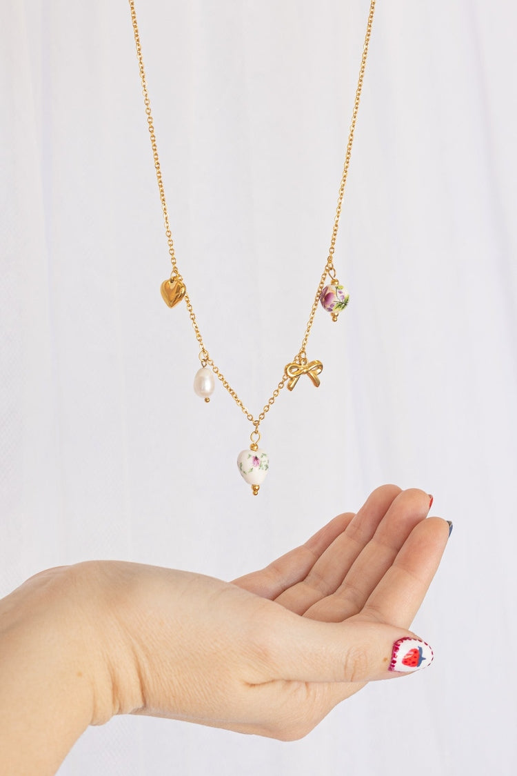 Bella Charm Necklace in Rose