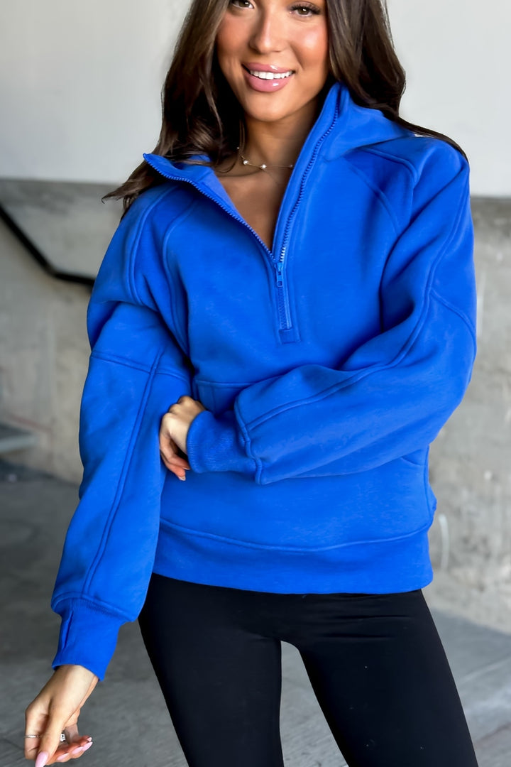 Drea Half-Zip Hoodie - Cobalt