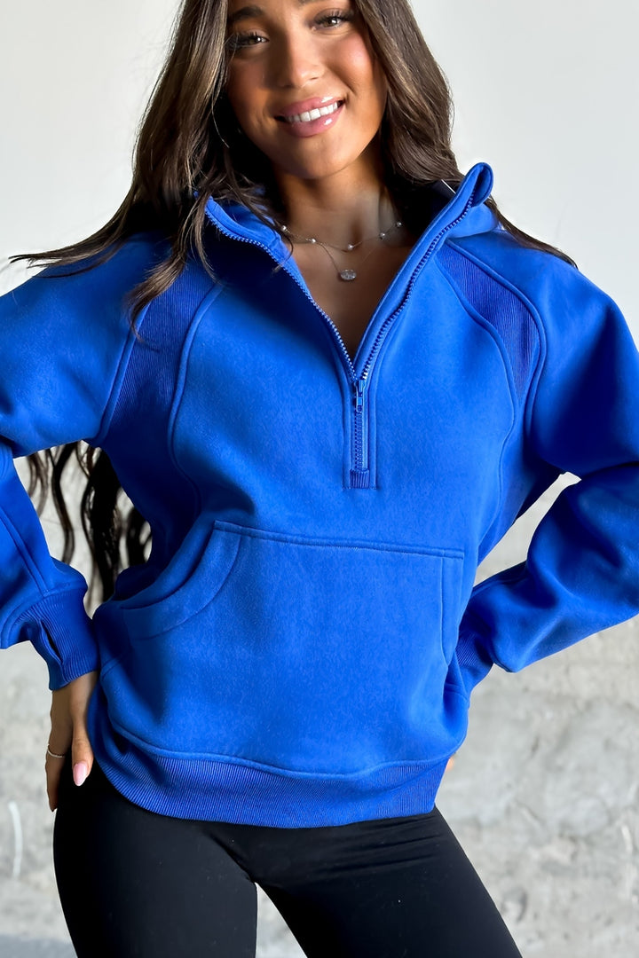 Drea Half-Zip Hoodie - Cobalt