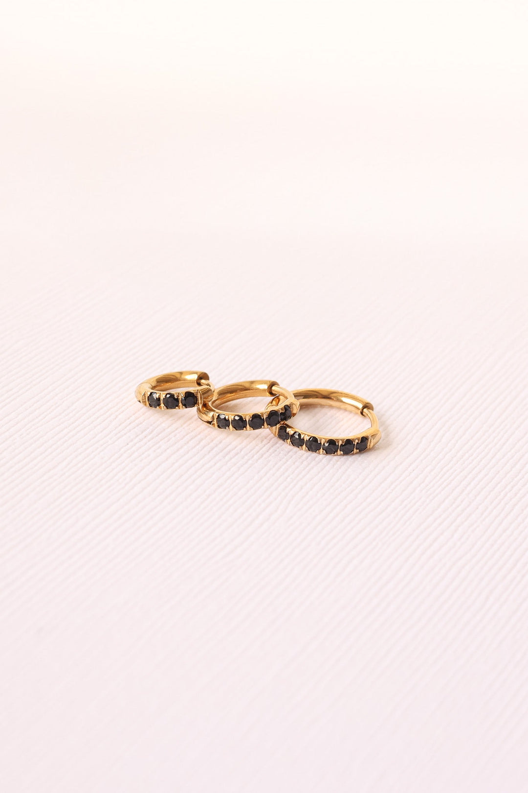 Micro Crystal Hoop in Black