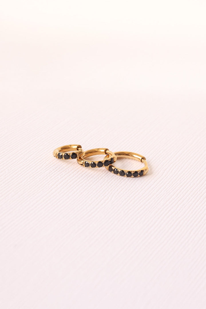 Micro Crystal Hoop in Black