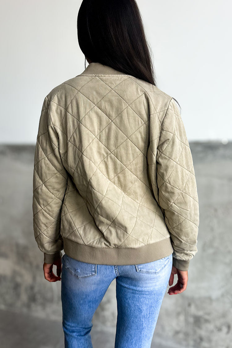Kara Quilted Bomber - Taupe