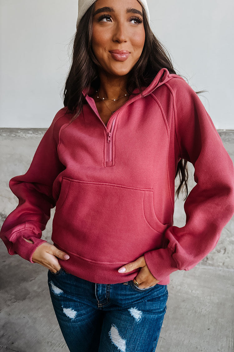 Drea Half-Zip Hoodie - Berry