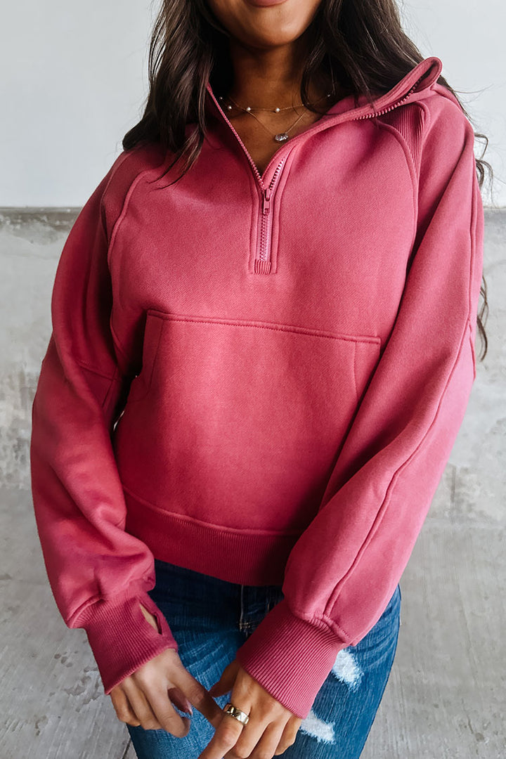 Drea Half-Zip Hoodie - Berry