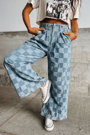 Remy Checkered Denim Pants - Mindy Mae's Market