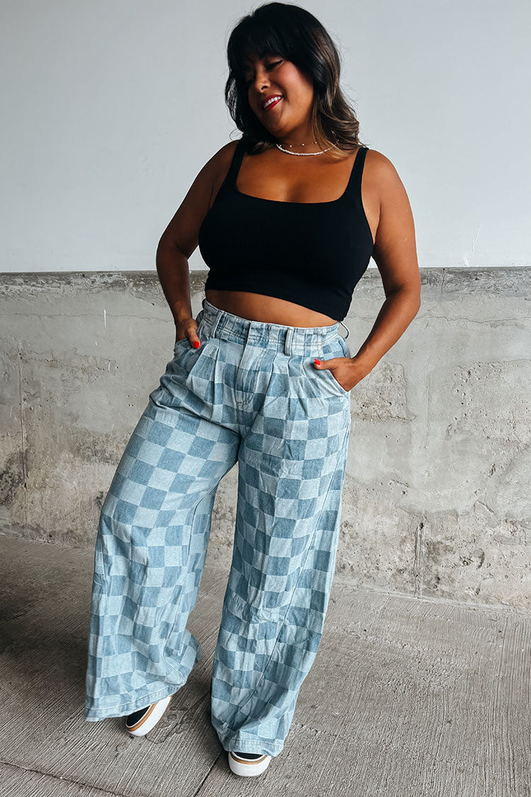 Remy Checkered Denim Pants