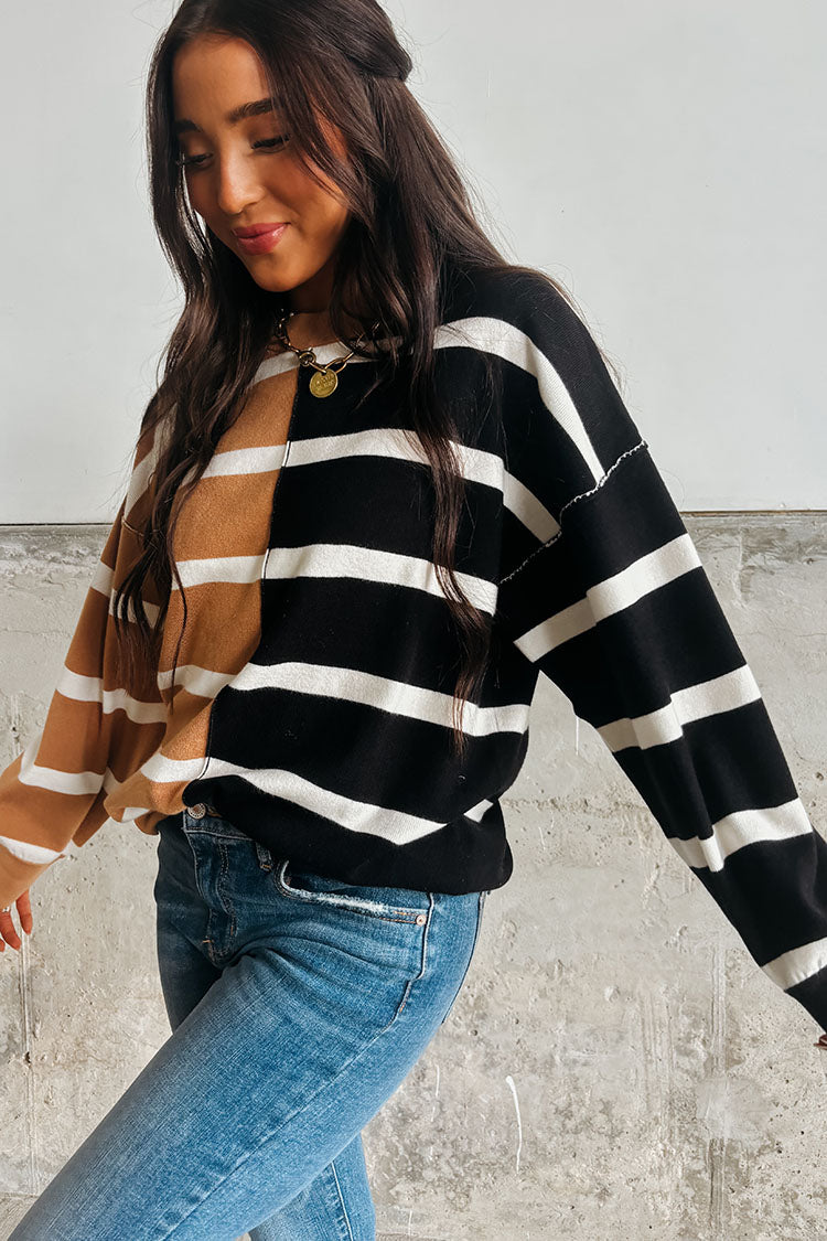 Greer Striped Sweater - Black