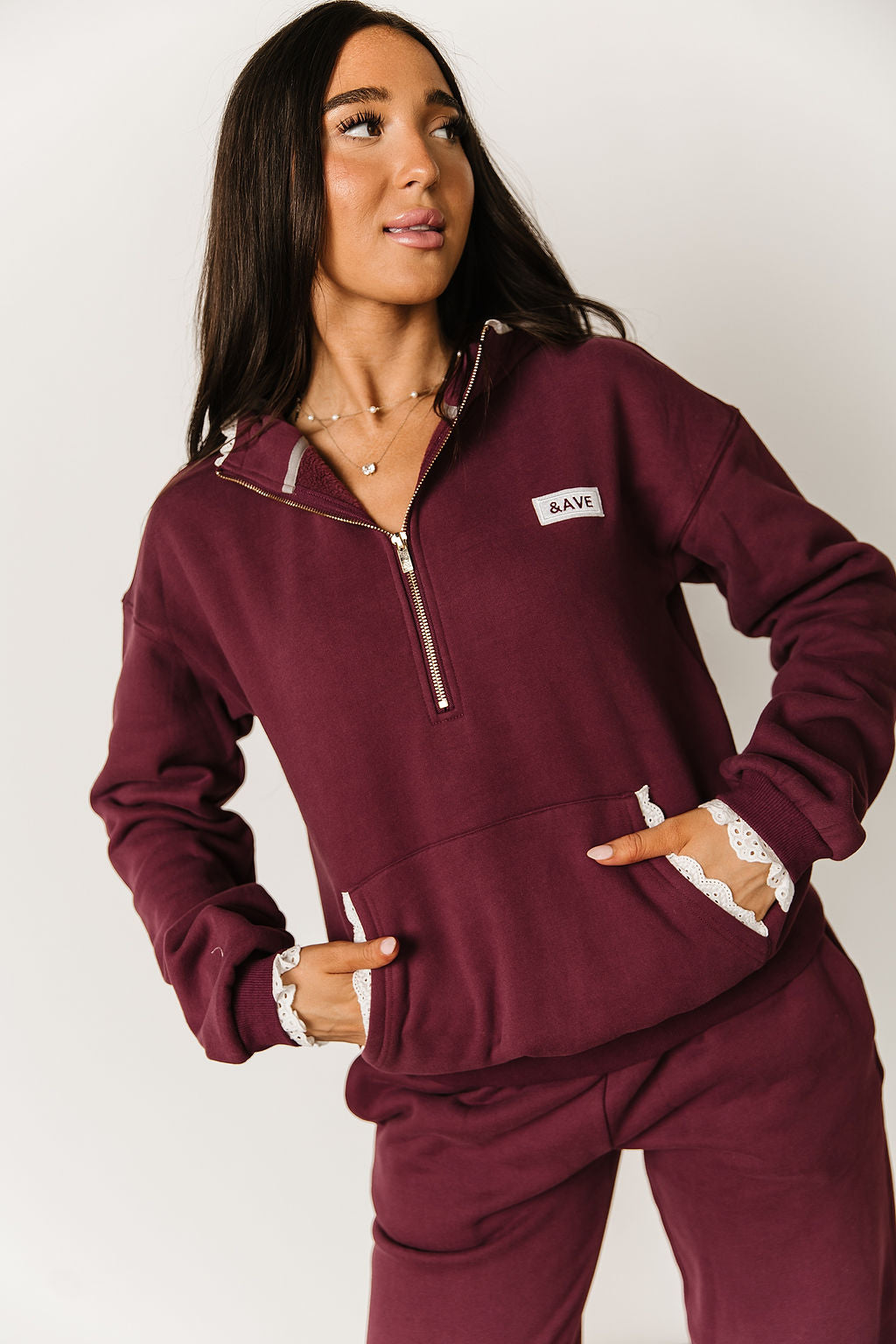 Comfort Zone HalfZip - Maroon Lace