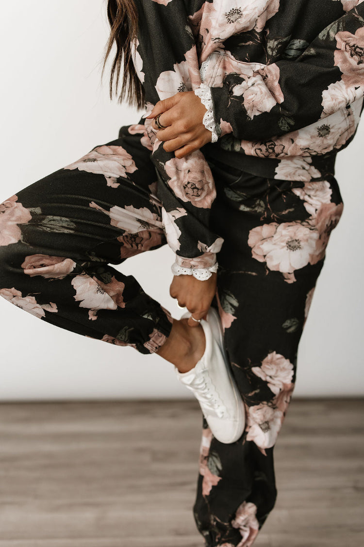 Lace Pocket Joggers- Blush & Blooms