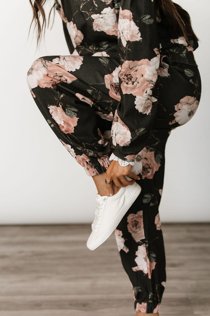 Lace Pocket Joggers- Blush & Blooms