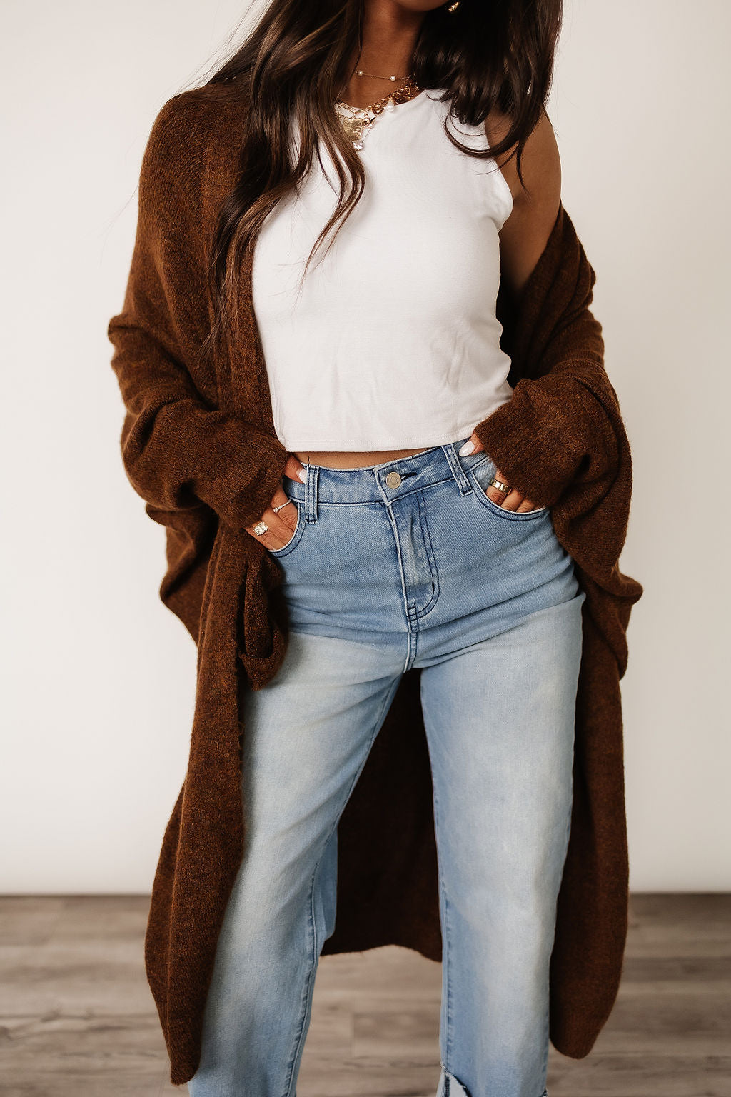 Oversized Midi Layering Sweater | Lucy Cozy Cardigan - Beige
