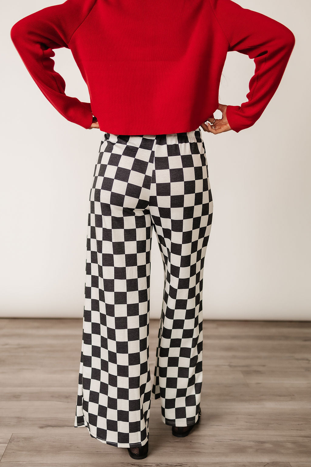 White and Black Checked Comfy Wide Leg Pants | Checkmate Pants