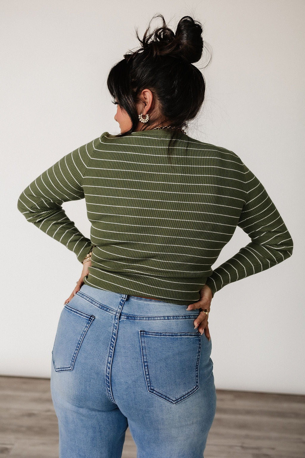 Erin Striped Sweater - Olive