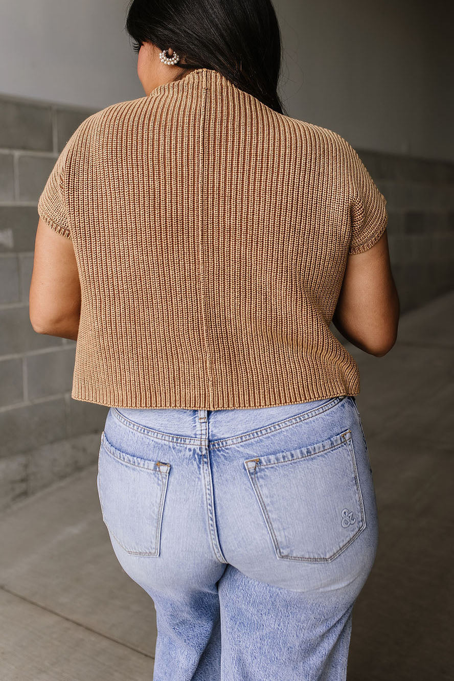 Mock Neck Short Sleeve Sweater