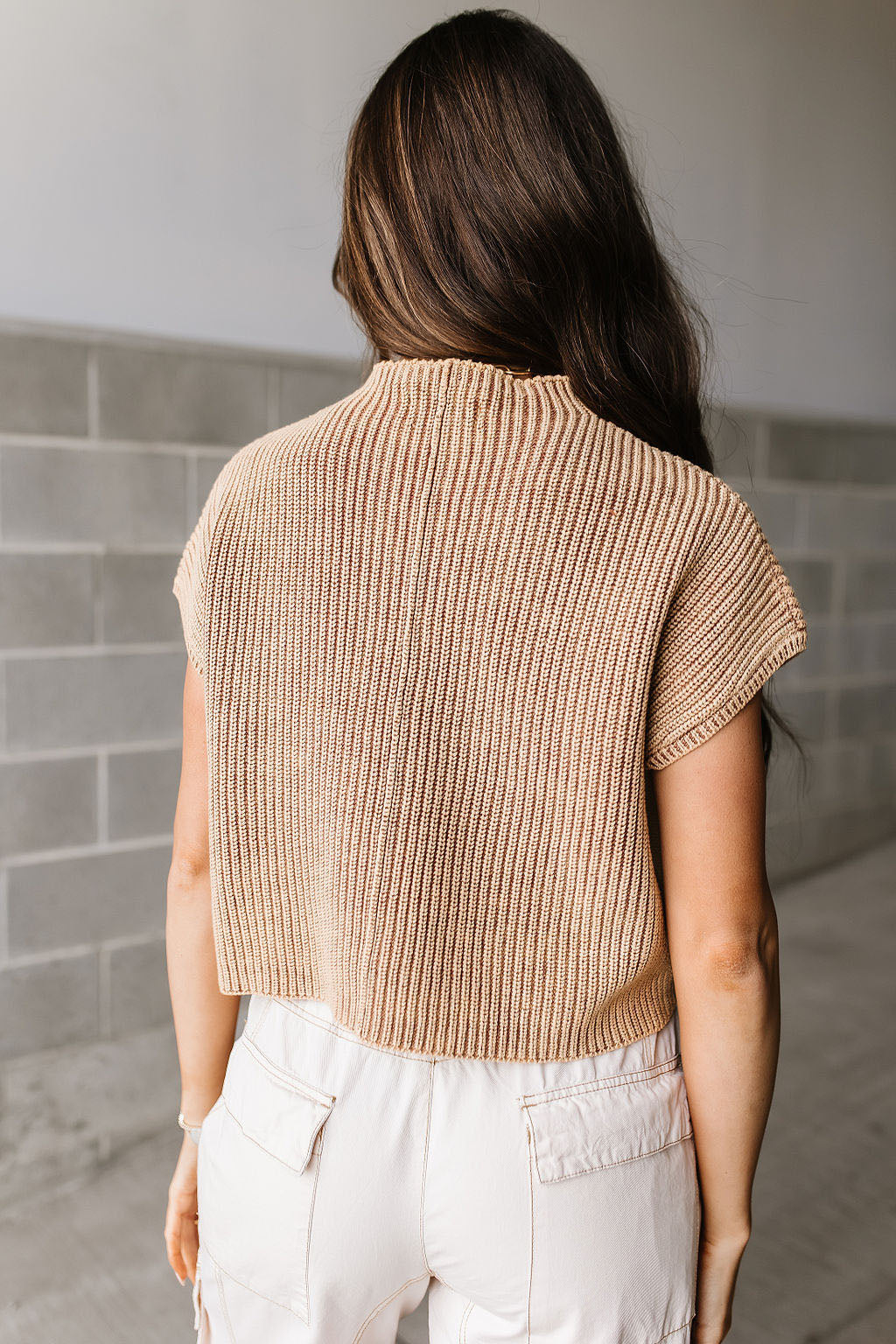 Mock Neck Short Sleeve Sweater