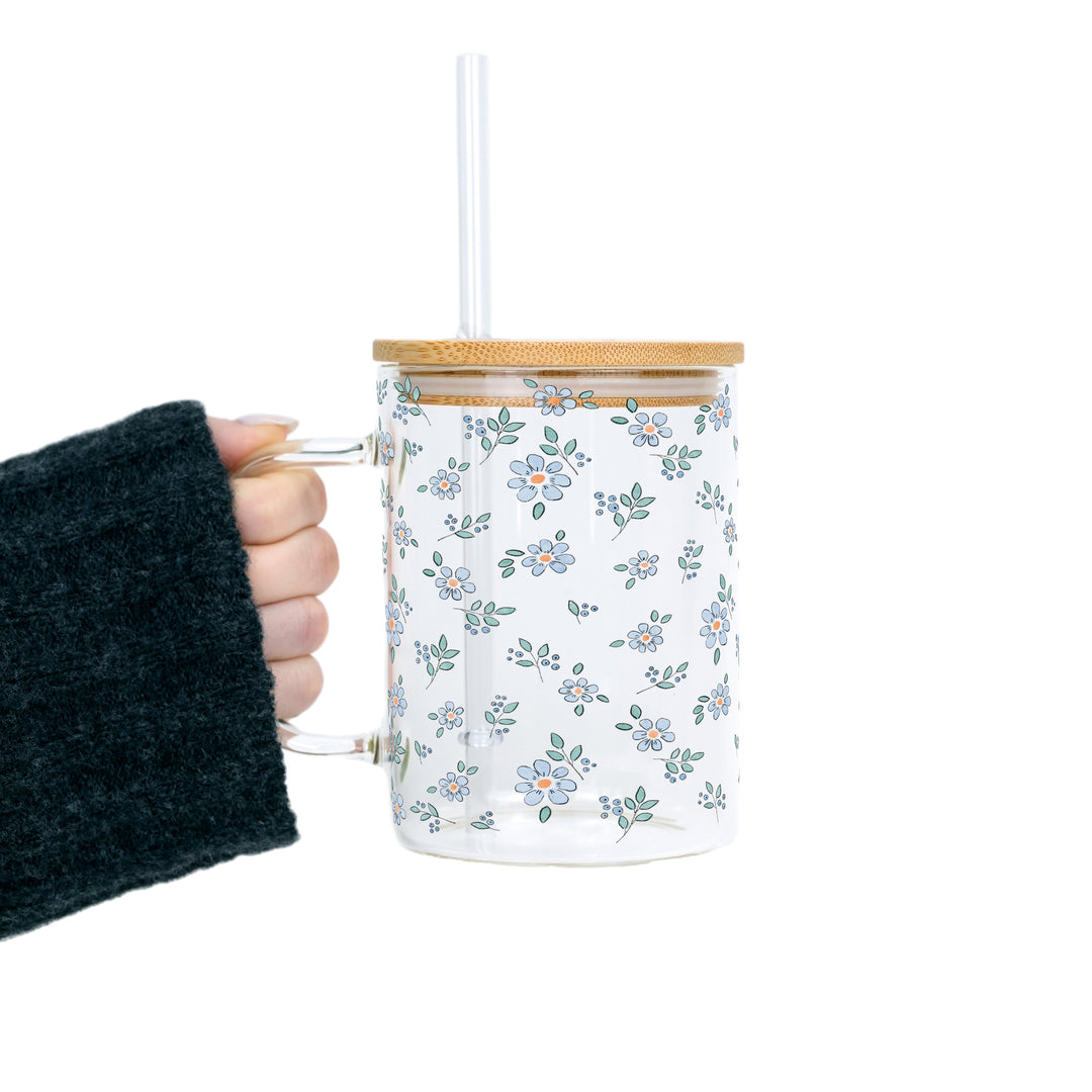 Minimalist Blue Flowers Cups