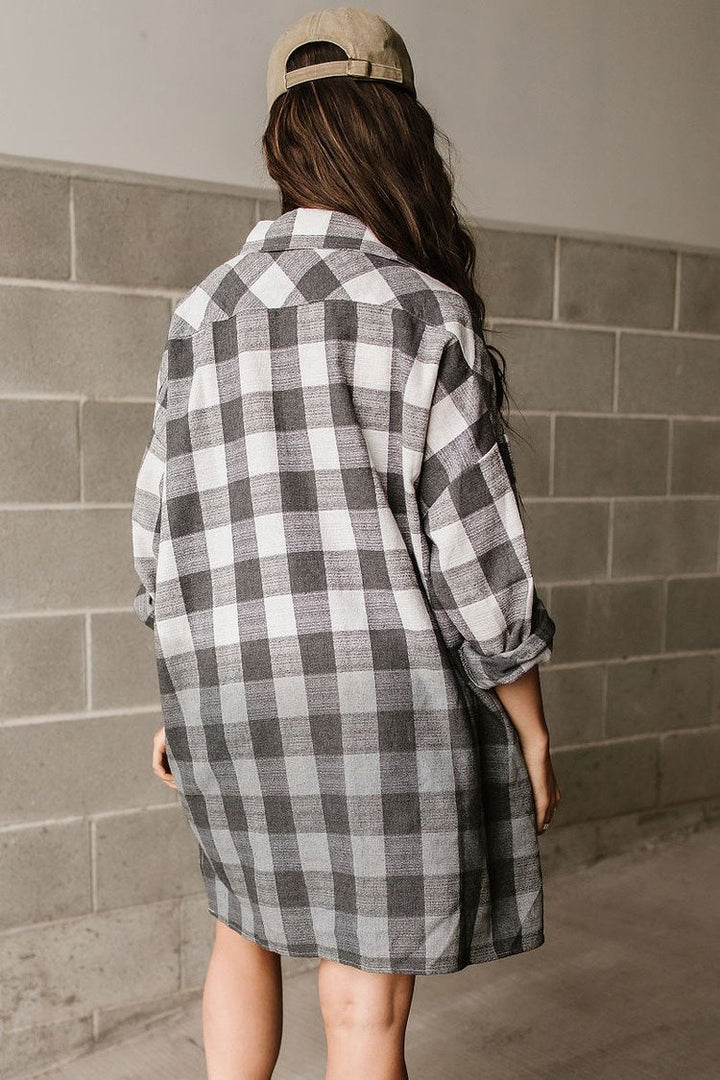 Ombre Grey Plaid Oversized Shirt | Mindy Mae's Market