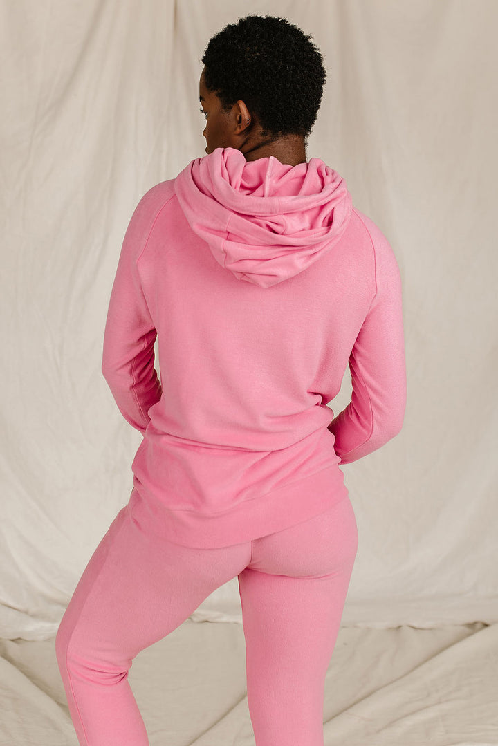 Pink Doublehood Hoodie Sweatshirt with Zipper Detail | Mindy Mae's Market
