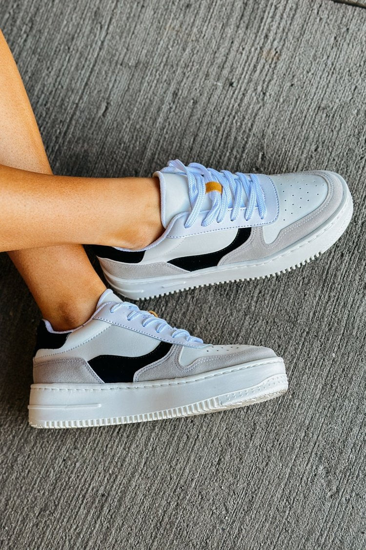 Platform Air Force Sneakers Lace Up with Grey and Black Accents | Mindy Mae's Market