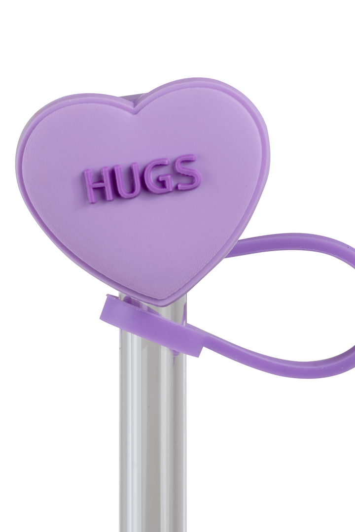 Purple Hugs Heart Straw Topper