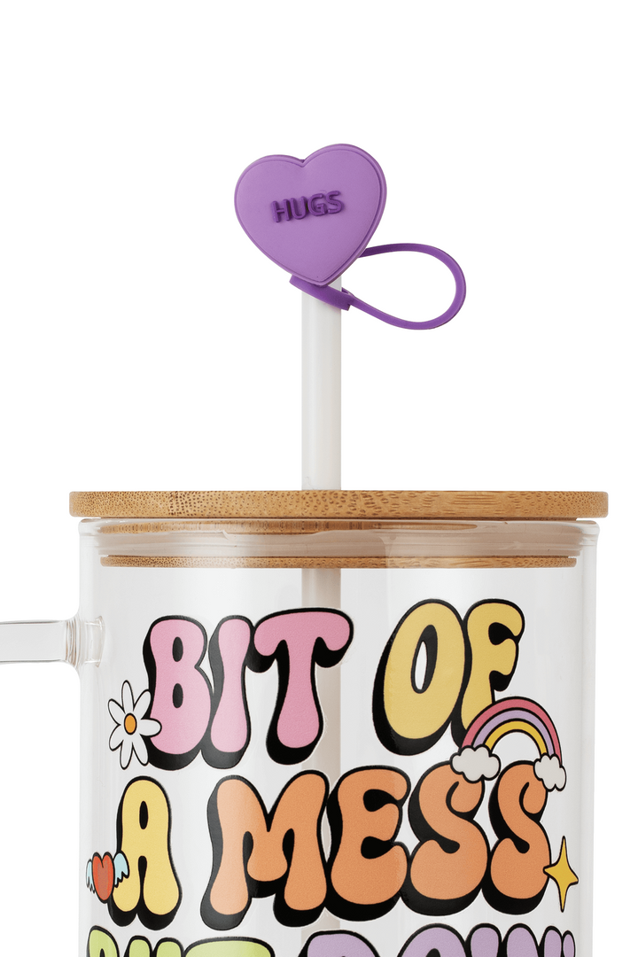 Purple Hugs Heart Straw Topper