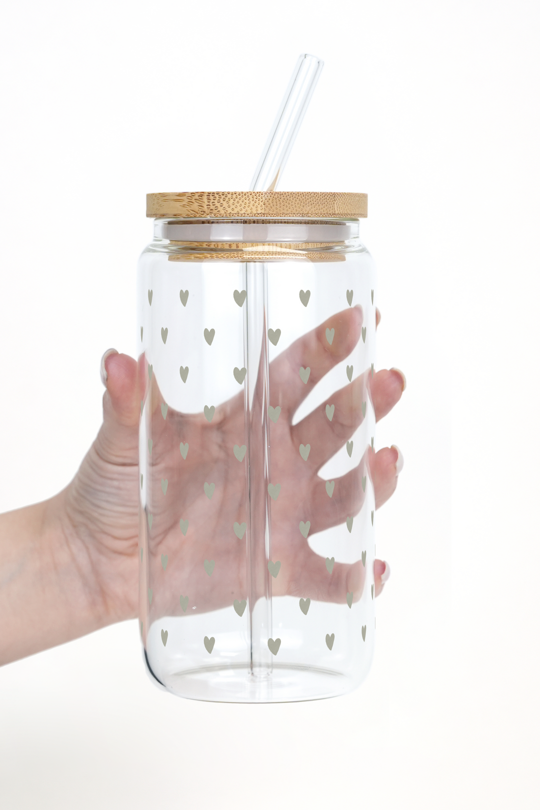 Sage Mini Hearts Cup With Lid and Straw