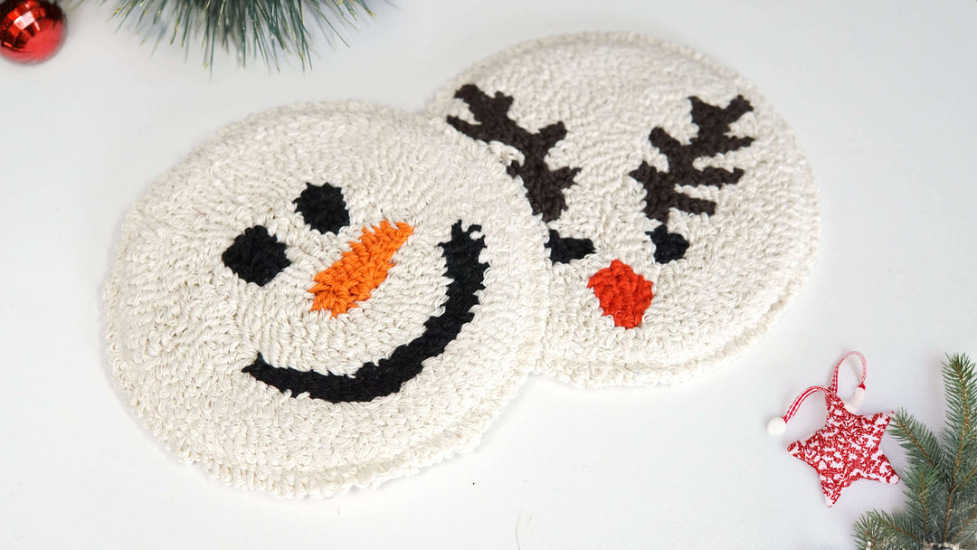 Snowman and Reindeer Mug Rugs