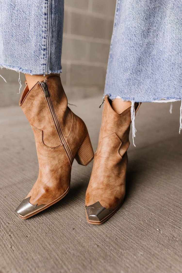 Steel Toe Heeled Cowboy Boot Montana Boots - Nude – Mindy Mae's Market