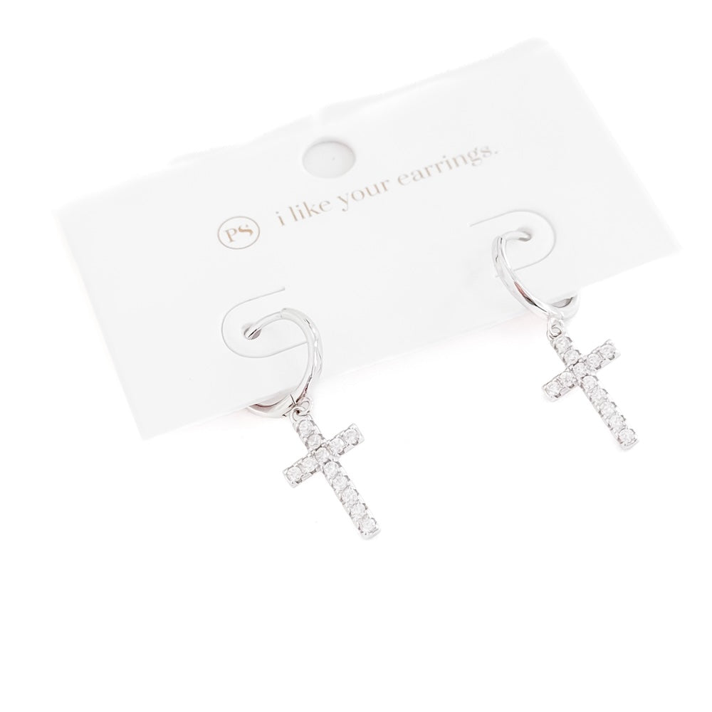 Taryn Diamond Cross Earrings - WATERPROOF