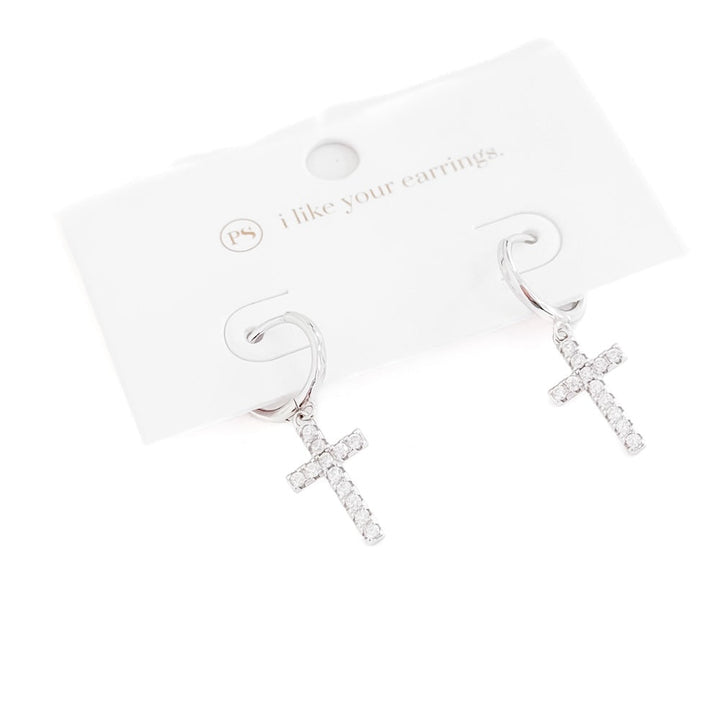 Taryn Diamond Cross Earrings - WATERPROOF