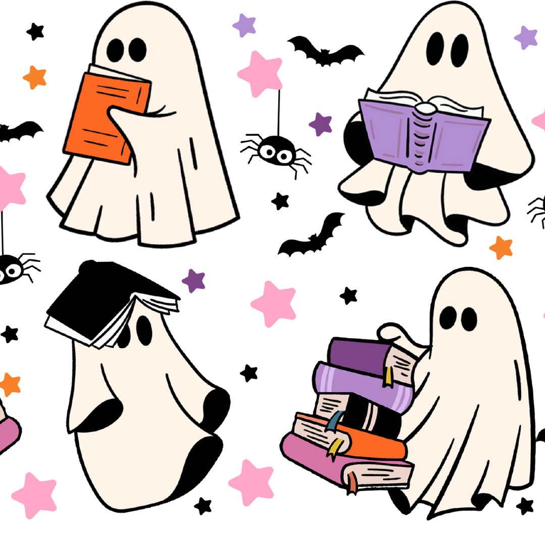 Ghosts and Books Glass Cup