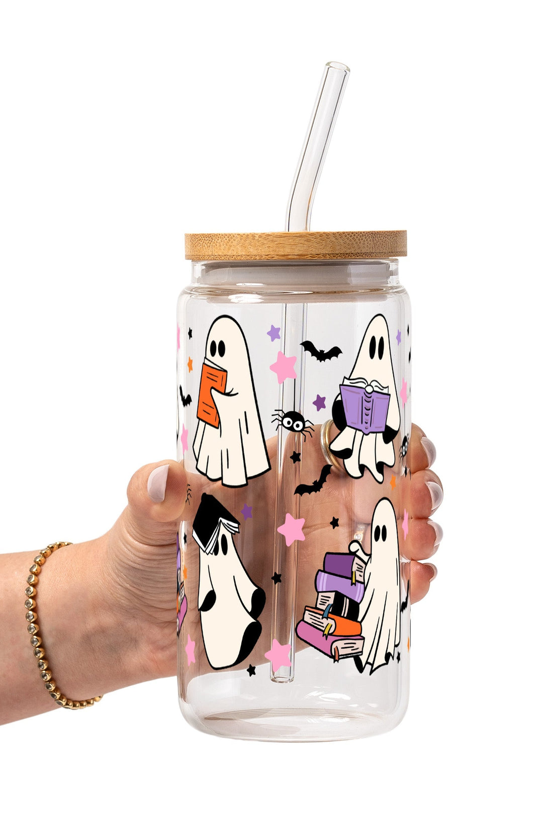 Ghosts and Books Glass Cup