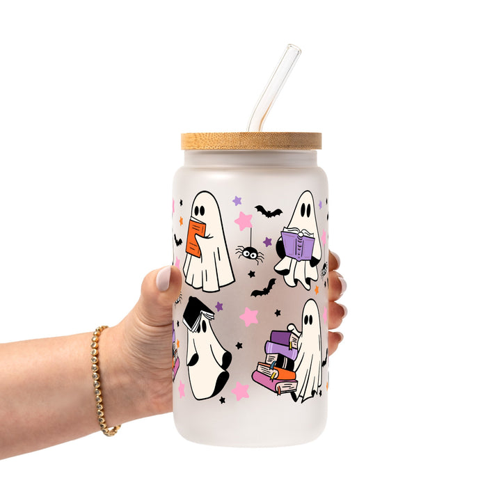 Ghosts and Books Glass Cup