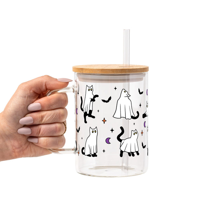 Ghost Cat Glass Cup