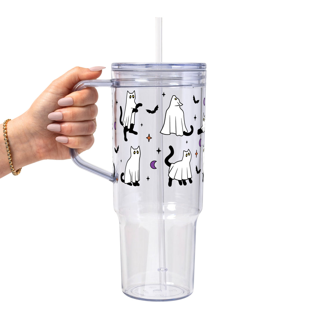 Ghost Cat Glass Cup