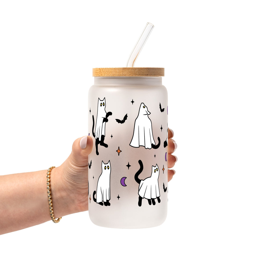 Ghost Cat Glass Cup