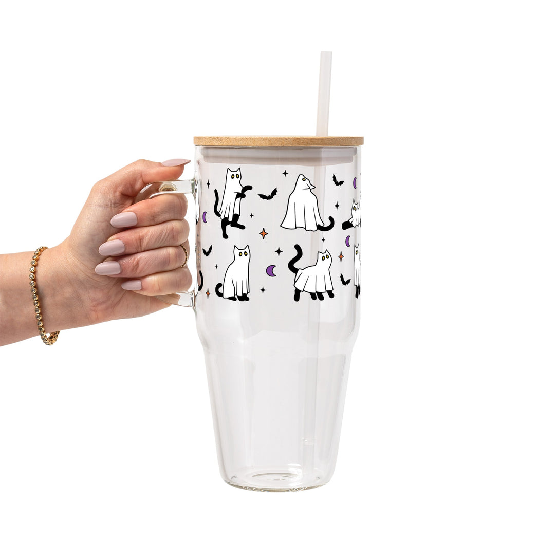 Ghost Cat Glass Cup