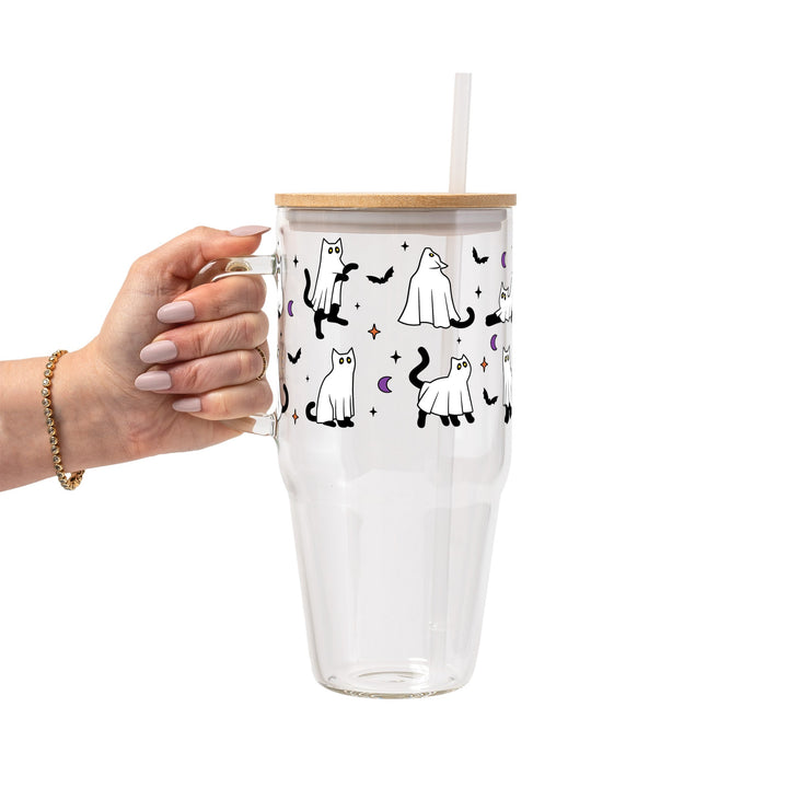 Ghost Cat Glass Cup