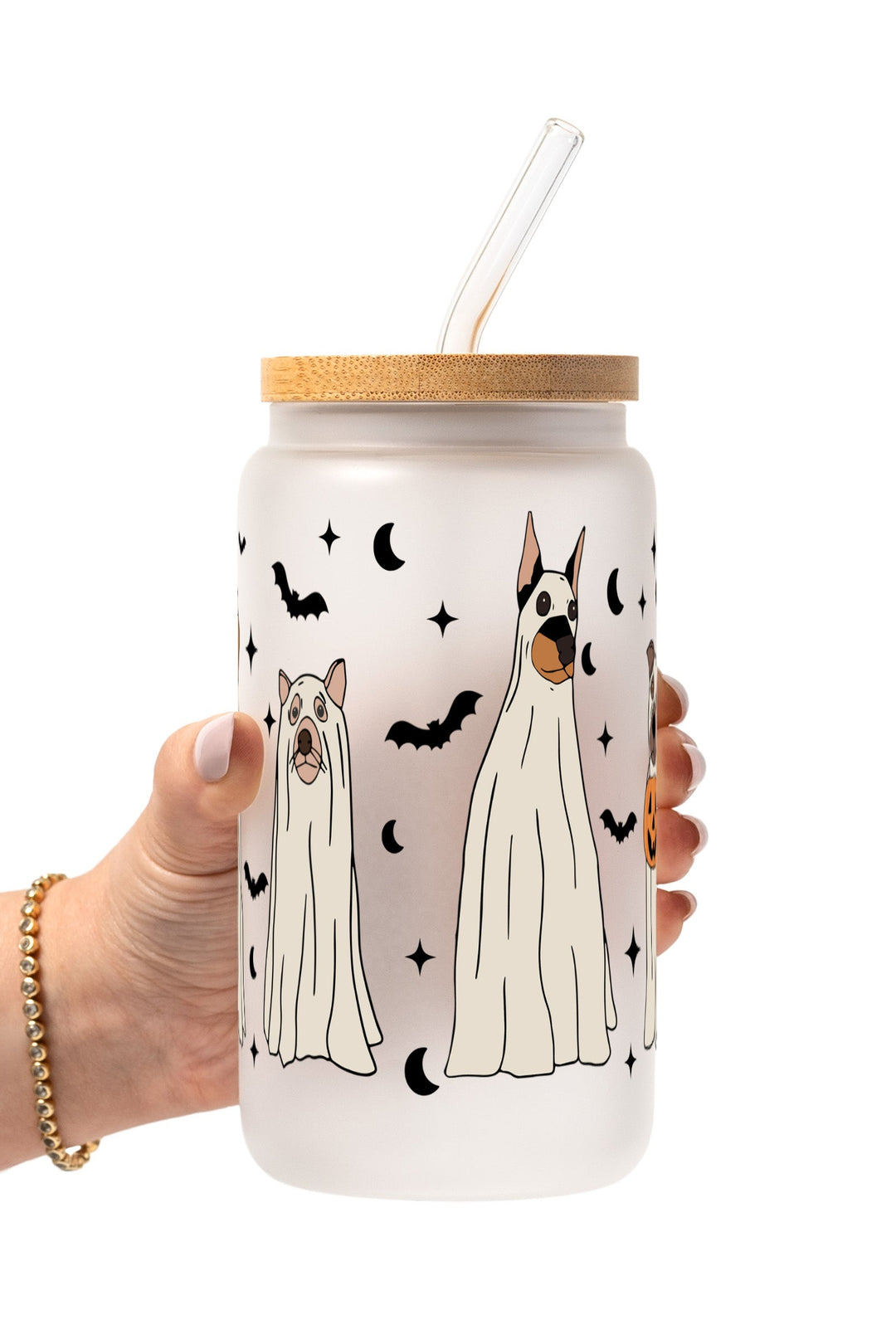 Ghost Dogs Halloween Glass Cup
