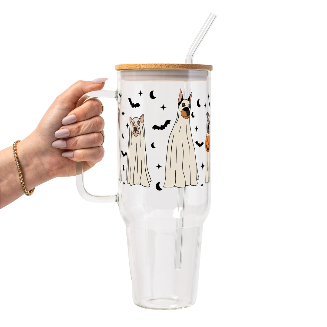 Ghost Dogs Halloween Glass Cup