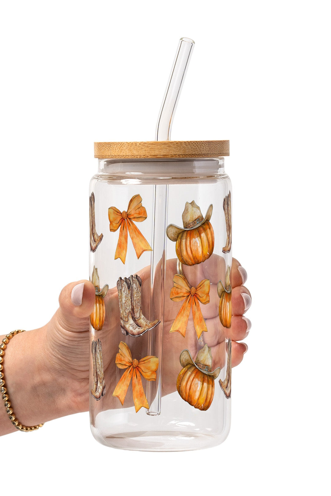 Western Pumpkins Glass Cup