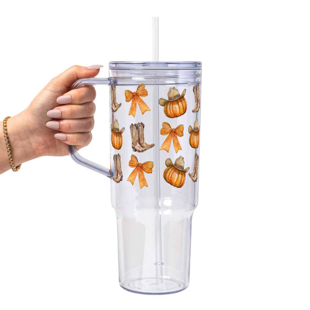 Western Pumpkins Glass Cup
