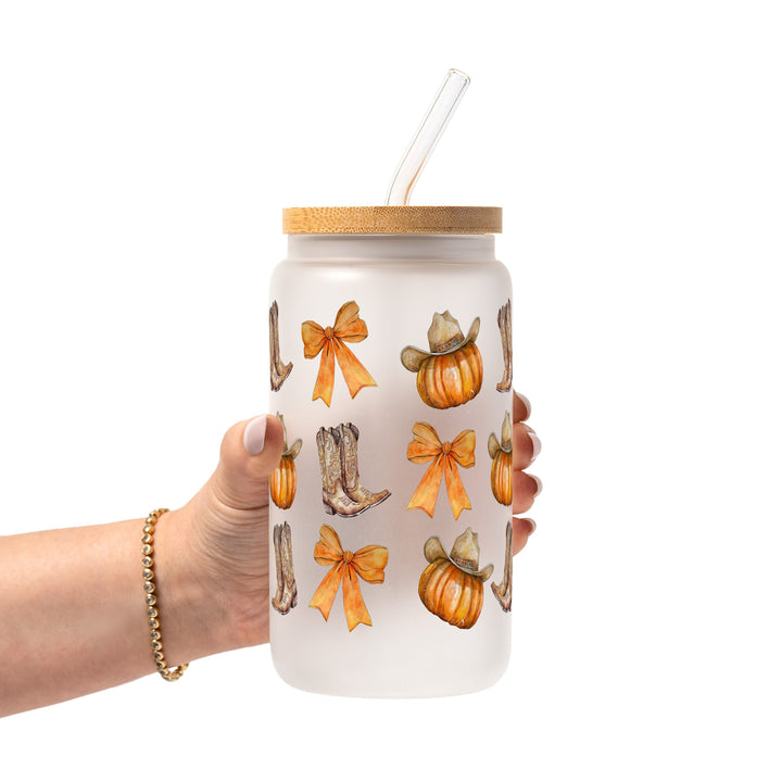 Western Pumpkins Glass Cup