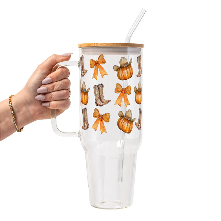 Western Pumpkins Glass Cup