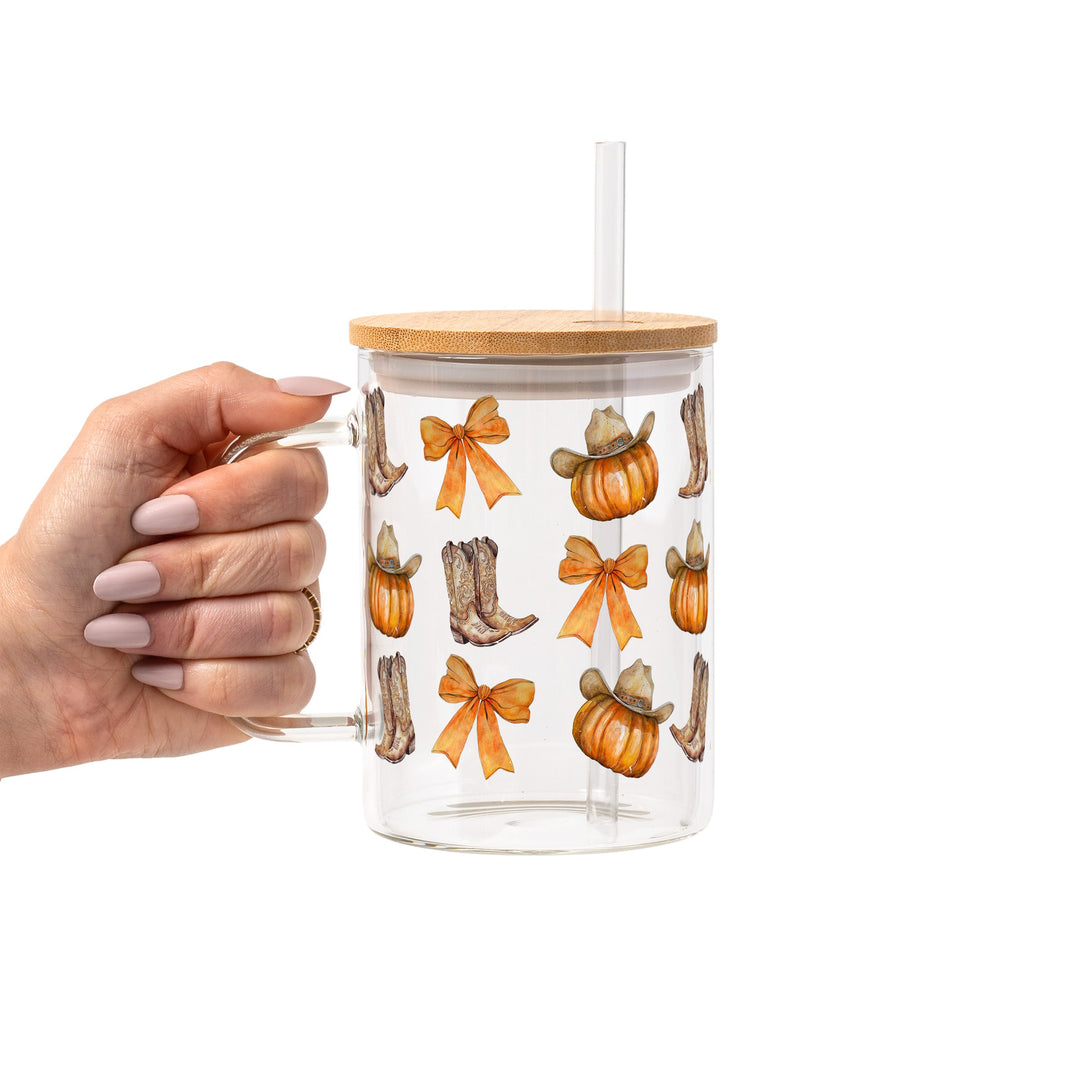 Western Pumpkins Glass Cup