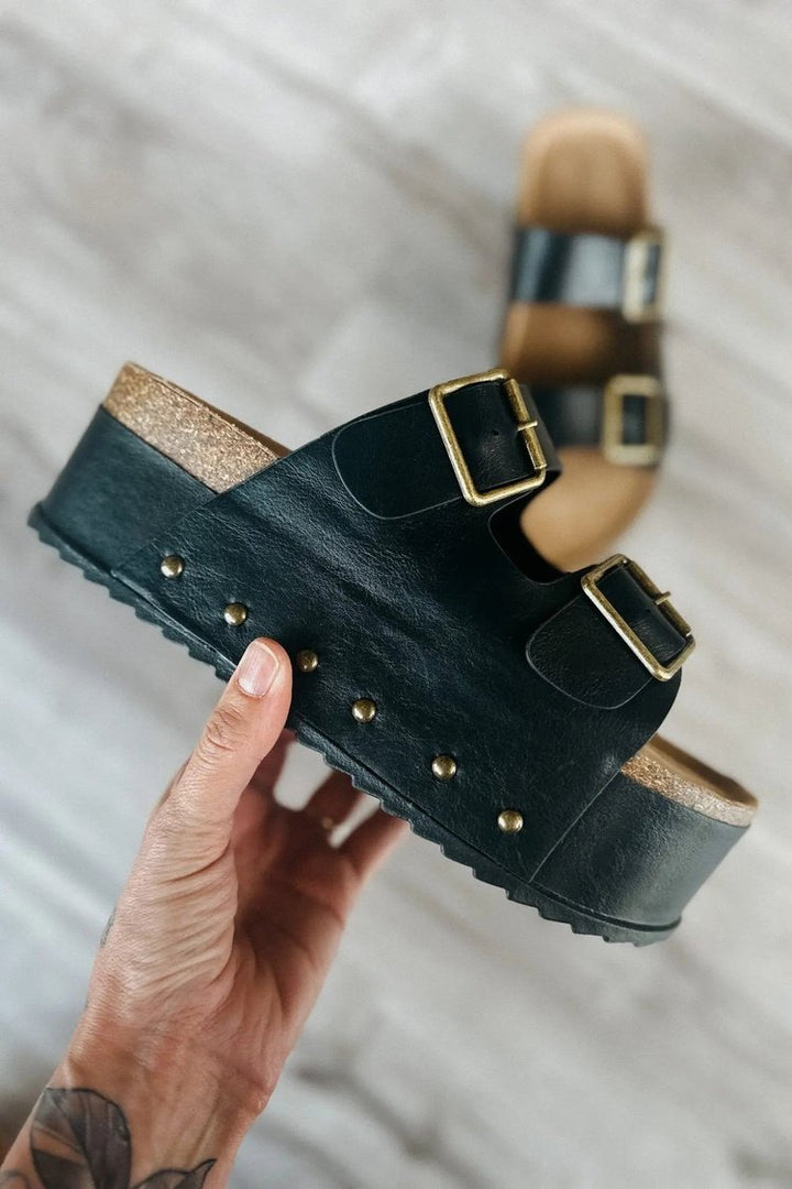 Tara Platform Sandals - Black  Mindy Mae's Market Sandals
