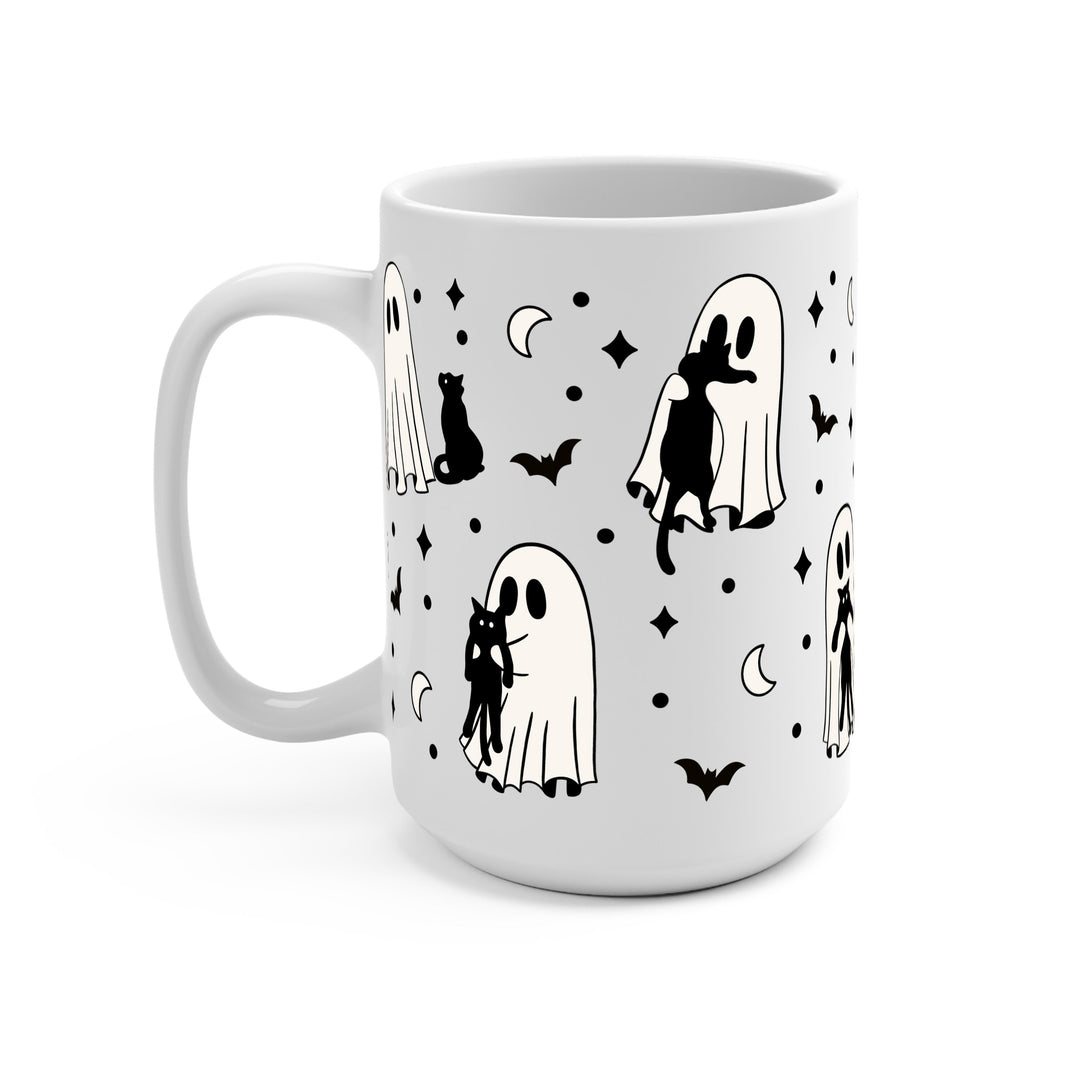 Ghost Holding Cats Glass Cup